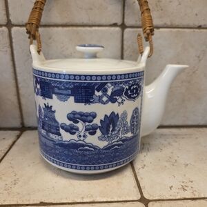 Classic Blue and White Ceramic Teapot